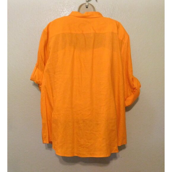 Ralph Lauren Exclusive Shirt 3X Orange Adj Long Sleeve Gold Buttons Pockets - Picture 6 of 8